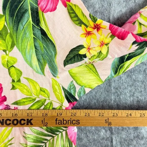 Tommy Bahama Linen Grand Villa L/S Shirt Malibu Peach Hibiscus Orchids NWT $128